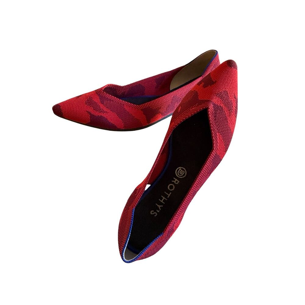 Rothy's Shoes Womens Size 11 The Point Ballet Flats Red Camo Pointed Toe EU 41